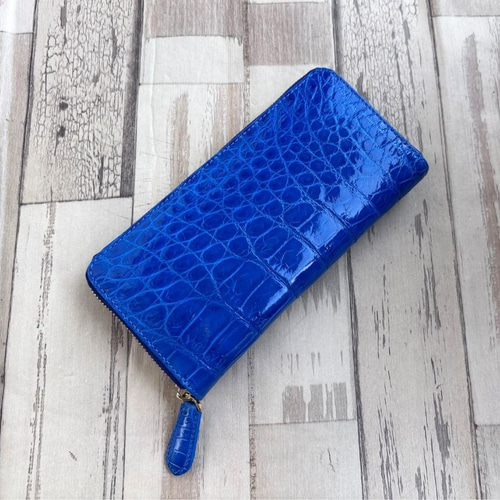 クロコダイル 財布 ブルー No1306 シャイニングクロコ レディース