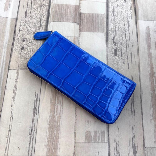 クロコダイル 財布 ブルー No1306 シャイニングクロコ レディース