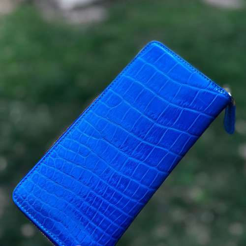 クロコダイル 財布 ブルー No1305 シャイニングクロコ レディース