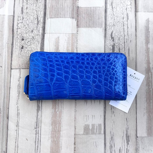クロコダイル 財布 ブルー No1306 シャイニングクロコ レディース
