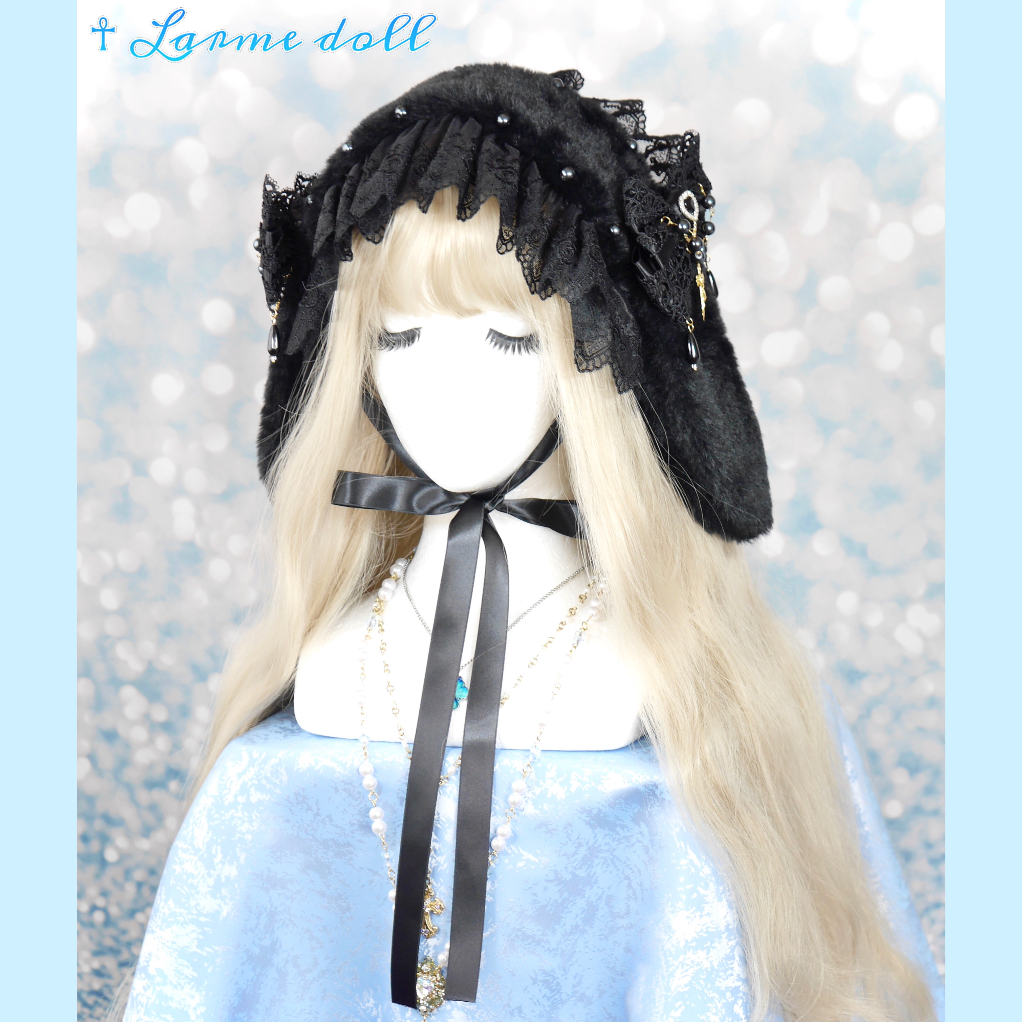 【受注生産】《☥》たれうさ耳ファーヘッドドレス (黒) 5,390円