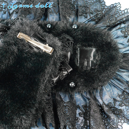 受注生産】《☥》たれうさ耳ファーヘッドドレス (黒) ヘッドドレス