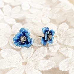 blue rose アンティークブルー のお花 　直径20mm　≪シルバー≫ インディゴ 藍色　サージカルステンレス 11枚目の画像