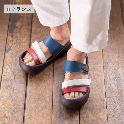 メンズ ビッグフット トリコロール3本ベルトサンダル RegettaCanoe