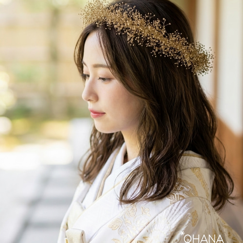 髪飾り カチューシャ ヘッドドレス 花冠 花かんむり かすみ草 成人式
