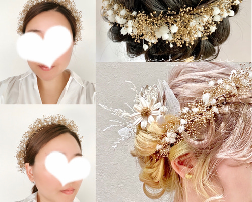 フラワーカチューシャ❤︎オーガンジーリボン×シルバー×パール髪飾り成人式卒業式花冠 e0f9cd43ce624d75834b5cec88a825