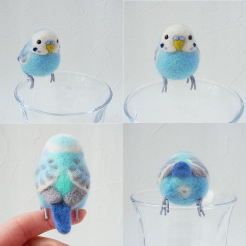 オーダーメイド 瞳うるるんセキセイインコ 手乗りorブローチ 羊毛