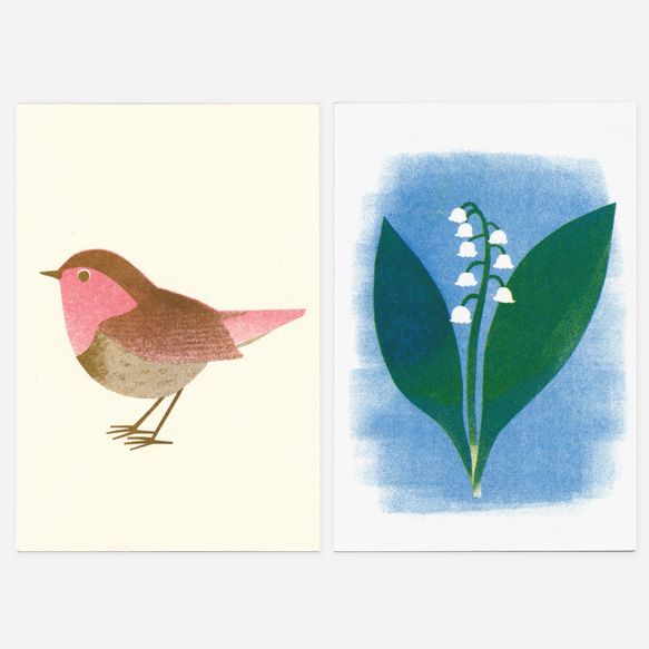明信片“鈴蘭”和“小鳥”（2 張一組，各 1 張） 第1張的照片