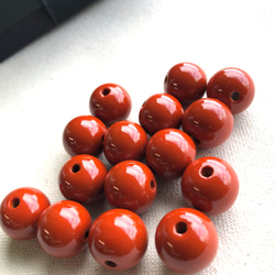 和モダン漆塗りウッドビーズ（wooden beads）朱色　12＊13.1mm　1pcs 2枚目の画像