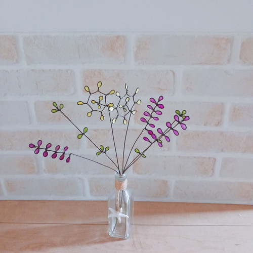 ラベンダーとミモザ ワイヤーアート ワイヤークラフト ワイヤー