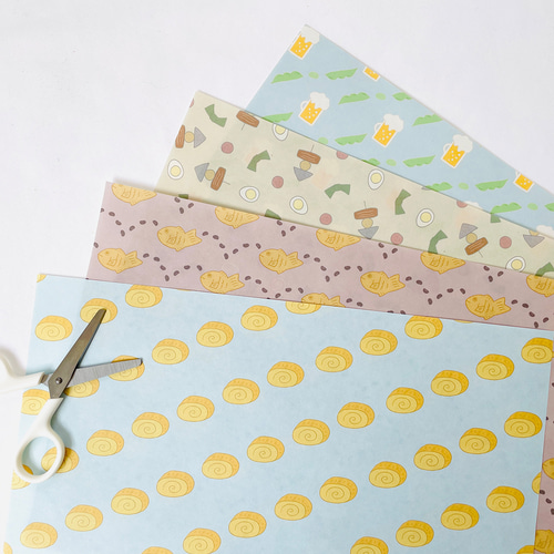 ⋮ A4 20枚セット ⋮ 食べ物と植物のデザインペーパーセット 包装紙