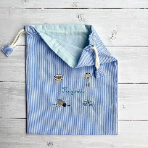 なまえ刺繍 オムツきんちゃく・マルチきんちゃく 男の子用 ♡出産祝い
