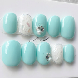 ミントグリーンの爽やかネイル ネイルチップ（つけ爪） yuki-nail 通販