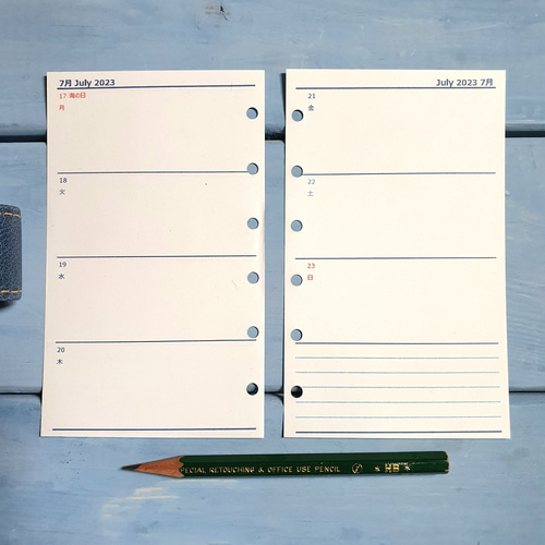 PLANNER M6バインダーリフィルセット ミニ6 見開き1週間ウィークリー予定表ホリゾンタルタイプ 2025