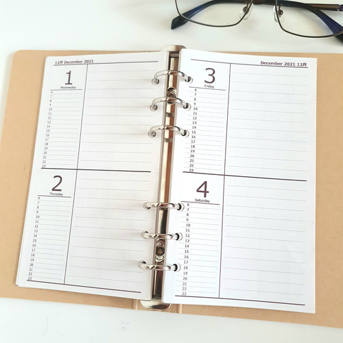 バイブル 見開き4日間予定表・日記帳 2026-2027 システム手帳リフィル