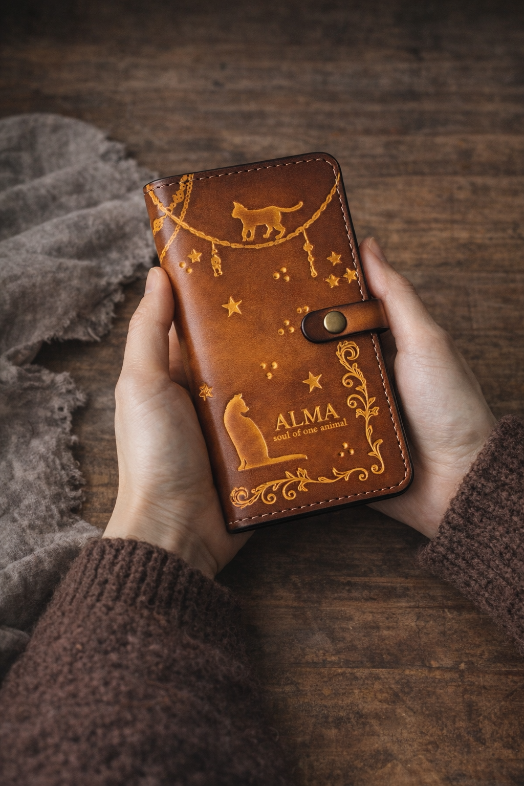 星屑と硝子の猫　本革　iPhone/Androidケース