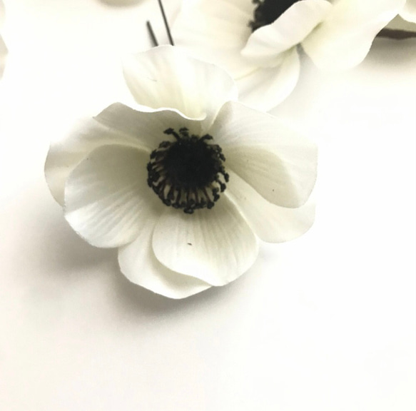 アネモネ　髪飾り  紫陽花   かすみ草  ホワイト系　ヘッドパーツ　卒業式 結婚式 成人式 10枚目の画像