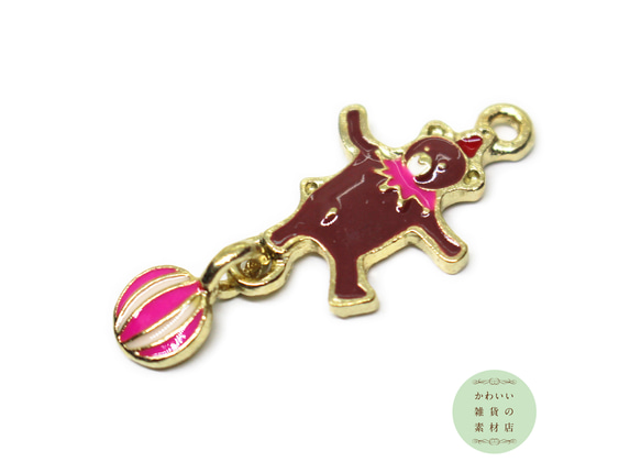 【再販】サーカスのボールに乗ったクマのエナメルチャーム（モーブパープル）2個セット #CE-0078 2枚目の画像