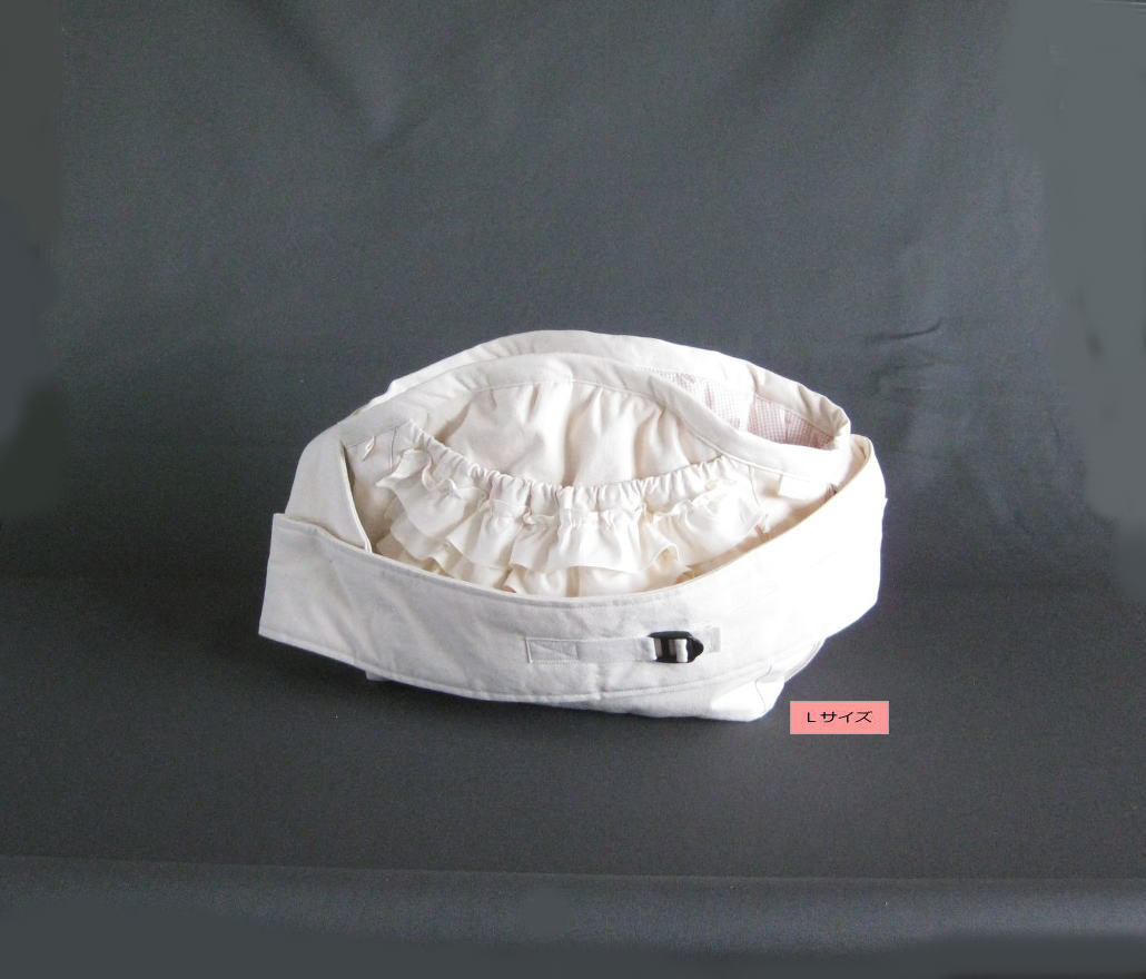 受注制作　Ｌサイズ　小型犬用　肩ベルト１００センチ　アジャスター付　 生成りプレーンキャンバス(帆布)　スリングバッグ