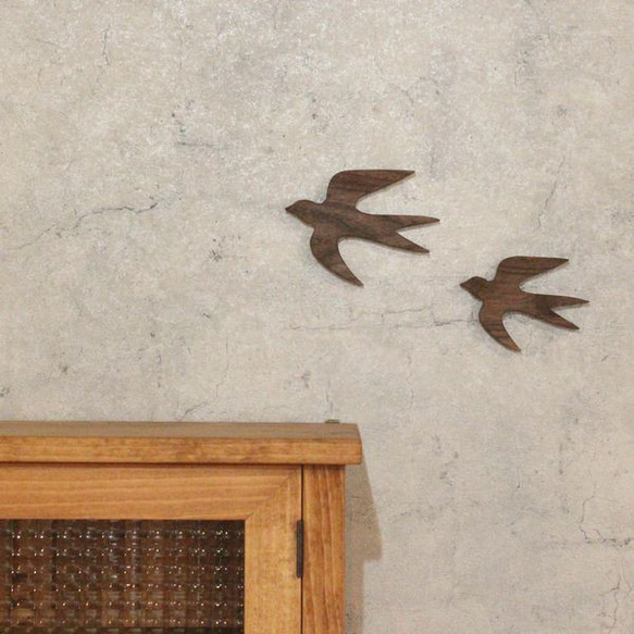 【送料無料】オーナメント つばめ Ｍ×Ｓセット 木製 ウォールデコ 壁面 北欧 インテリア 鳥 ツバメ 燕 おしゃれ 10枚目の画像