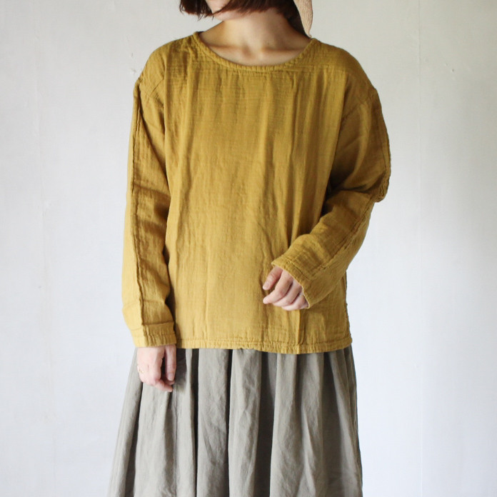 スズカゼ　tops /柑子色　草木染めダブルガーゼトップス