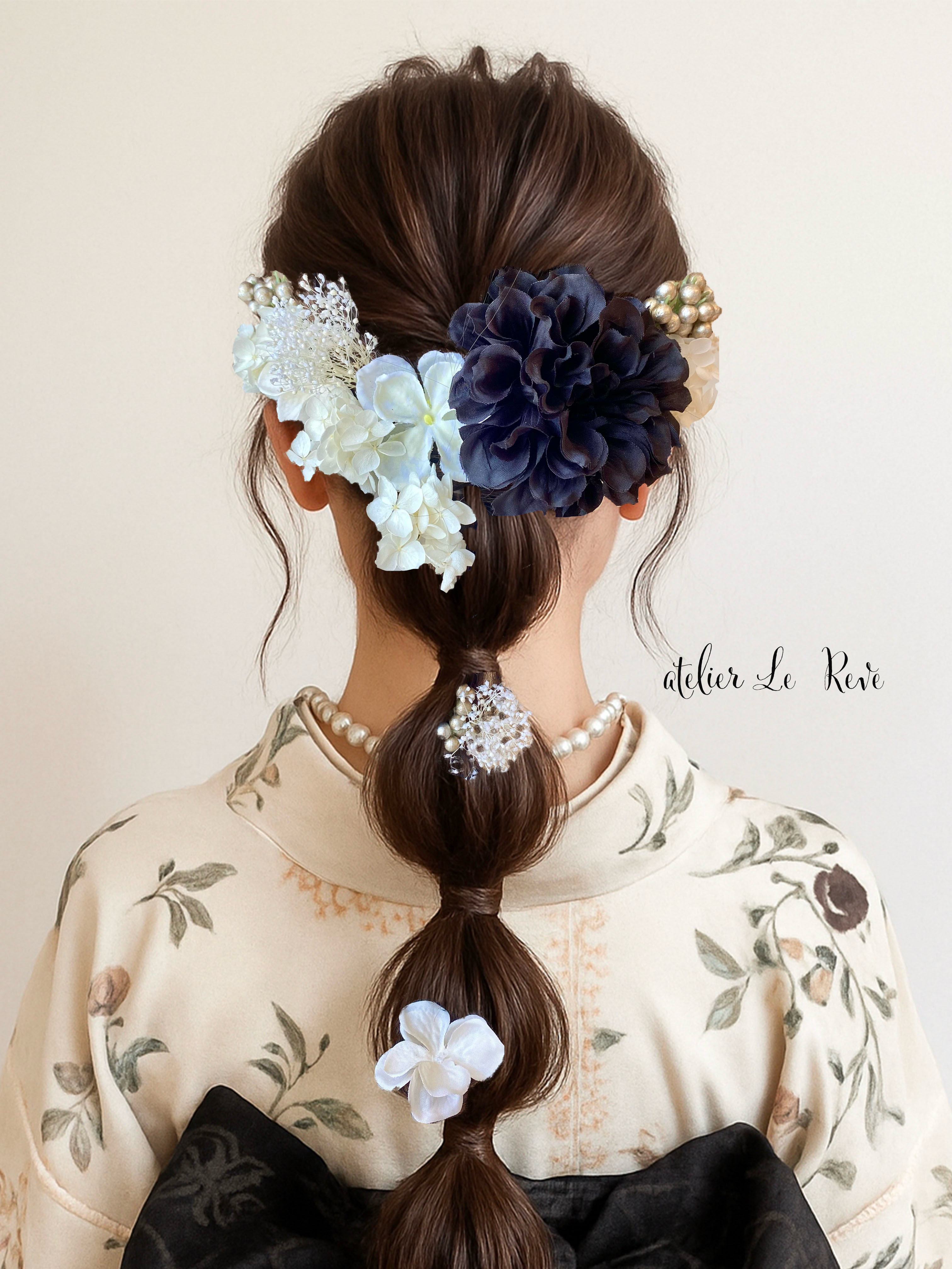 ブラックダリア　髪飾り　成人式　卒業式　結婚式　ウエディング　ドレス　振袖　袴　黒　成人式髪飾り　卒業式髪飾り