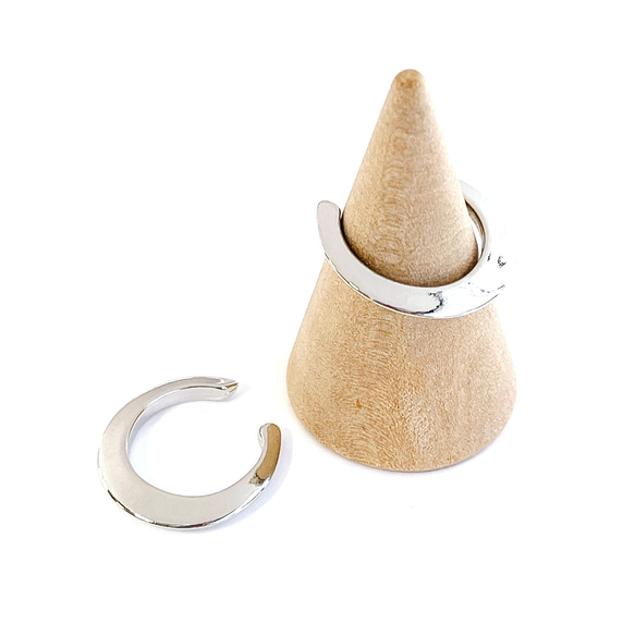 ar01【1件】2WAY簡約圓形銀色耳夾開環 第1張的照片