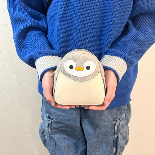 ペンギンポーチ大 本革使用 レザーポーチ 小さめのスプレー入り