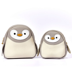 大企鵝袋，真皮製成，皮革袋可容納小型噴霧 3D 企鵝自立袋 第8張的照片