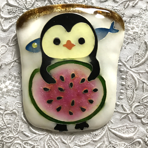 ペンギンの七宝焼 アート作品