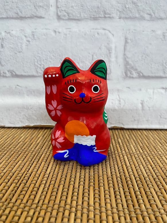 招き猫　赤富士　桜　右手上げ 1枚目の画像