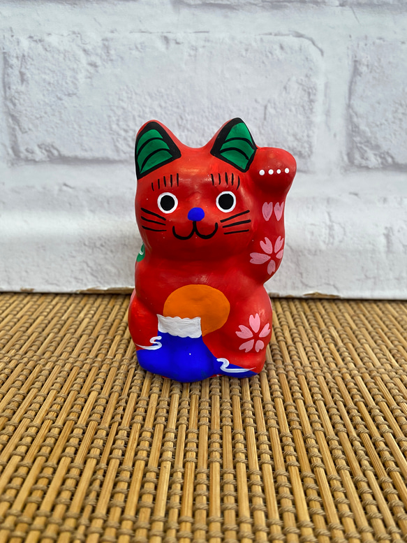 招き猫　赤富士　桜　左手上げ 1枚目の画像