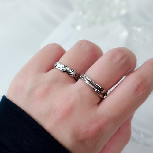 MR270】2本セット シルバー925 オープンリング・フリーサイズ／大ぶり