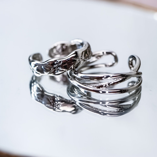 MR270】2本セット シルバー925 オープンリング・フリーサイズ／大ぶり