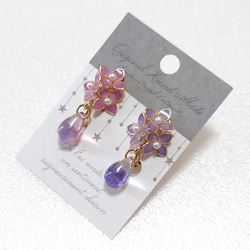 再販✕4紫陽花のしずくのイヤリング＆ピアス 3枚目の画像