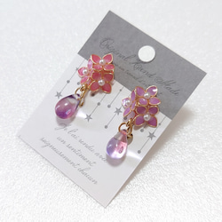 再販✕4紫陽花のしずくのイヤリング＆ピアス 2枚目の画像