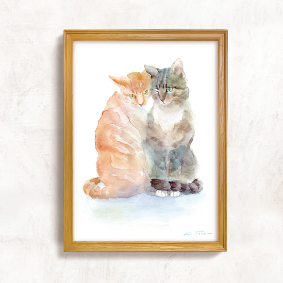 猫の絵 162 水彩画 原画 A4