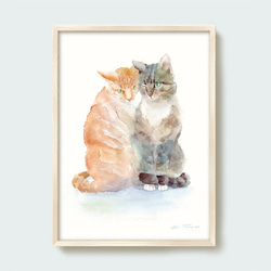 水彩画 「猫」 複製画 A4ポスター 絵画 Turr - KAORI TSUGE 通販