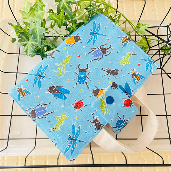 天然素材☆撥水加工昆虫柄☆ブックカバー☆聖書☆辞書カバー☆国語辞典カバー☆辞書バッグ 1枚目の画像