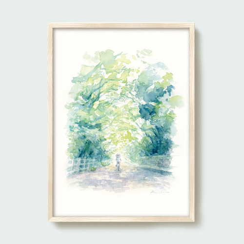 水彩画 「梨の木の森」 複製画 A4ポスター 絵画 Turr - KAORI TSUGE