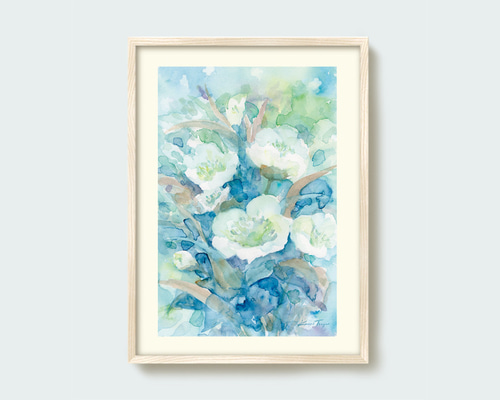 水彩画 「青の庭」 複製画 A4ポスター 絵画 Turr - KAORI TSUGE 通販