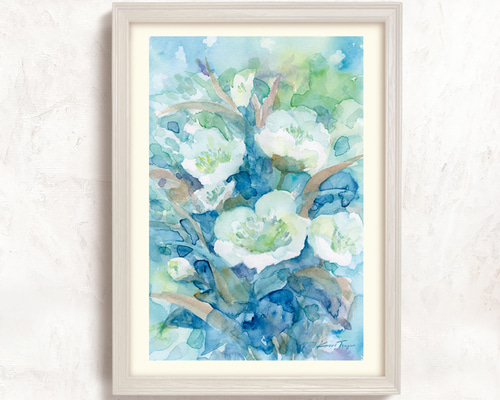 日本画水彩画④ A4サイズ「京都 新緑の銀閣寺」 京の水彩画工房 絵画 京の水彩画