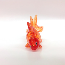 手作りガラス　金魚のオーナメント　琉金(No.1)　ガラス玉付き 9枚目の画像