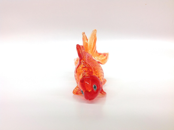 手作りガラス　金魚のオーナメント　琉金(No.1)　ガラス玉付き 9枚目の画像