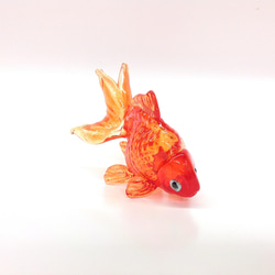 手作りガラス　金魚のオーナメント　琉金(No.1)　ガラス玉付き 7枚目の画像