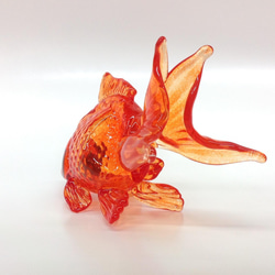手作りガラス　金魚のオーナメント　琉金(No.1)　ガラス玉付き 8枚目の画像