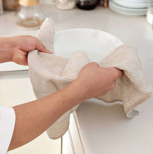 【キッチンタオル　リネンワッフル】　麻100％　ディッシュクロス 6枚目の画像