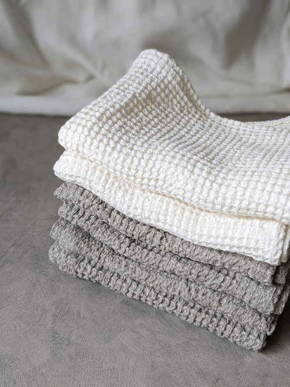 【キッチンタオル　リネンワッフル】　麻100％　ディッシュクロス 2枚目の画像