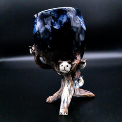 [作為禮物的貓陶器] 貓樹高腳杯 (Nyanmenju) 妖怪陶器 第5張的照片