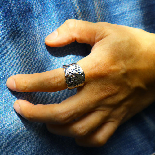 ステンレス製トランプ 指輪 メンズ シルバー トランプ ロイヤルストレートフラッシュ